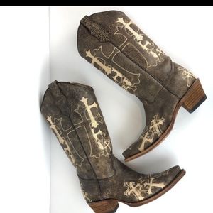 Circle G Cowboy Boots Side Cross Embroidered